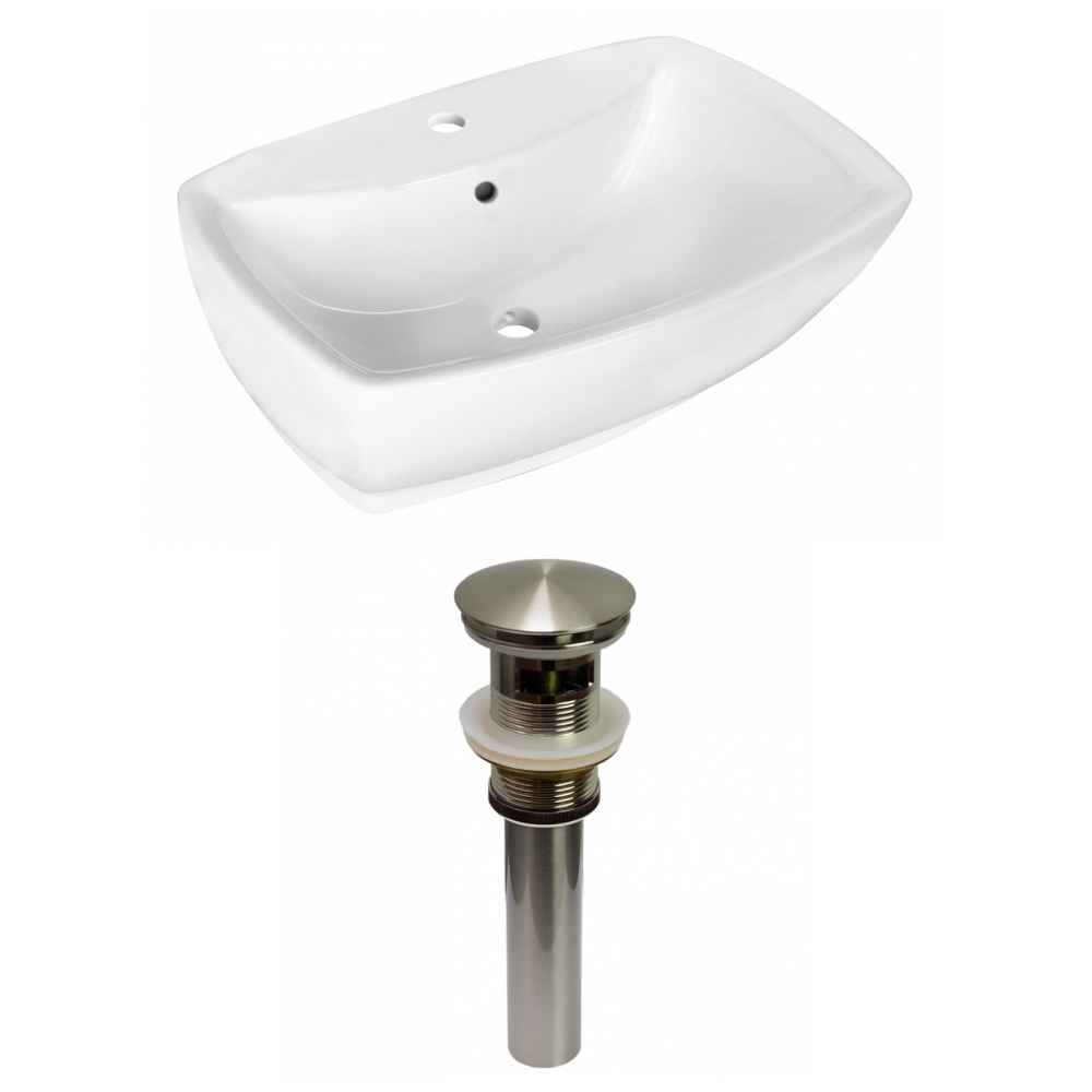 21.75-in. x 15.75-in. Rectangle Bathroom Vessel Sink Set White Enamel Glaze