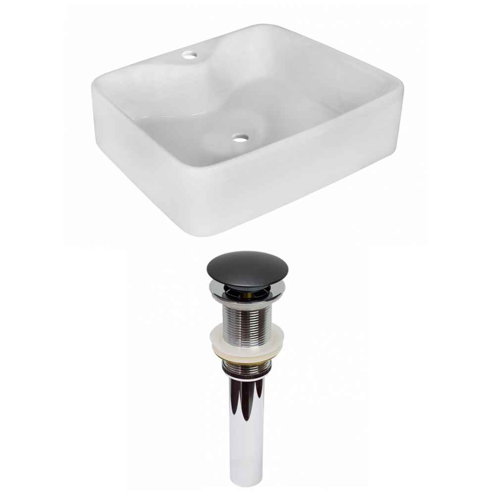18.75-in. x 14.75-in. Rectangle Bathroom Vessel Sink Set White Enamel Glaze