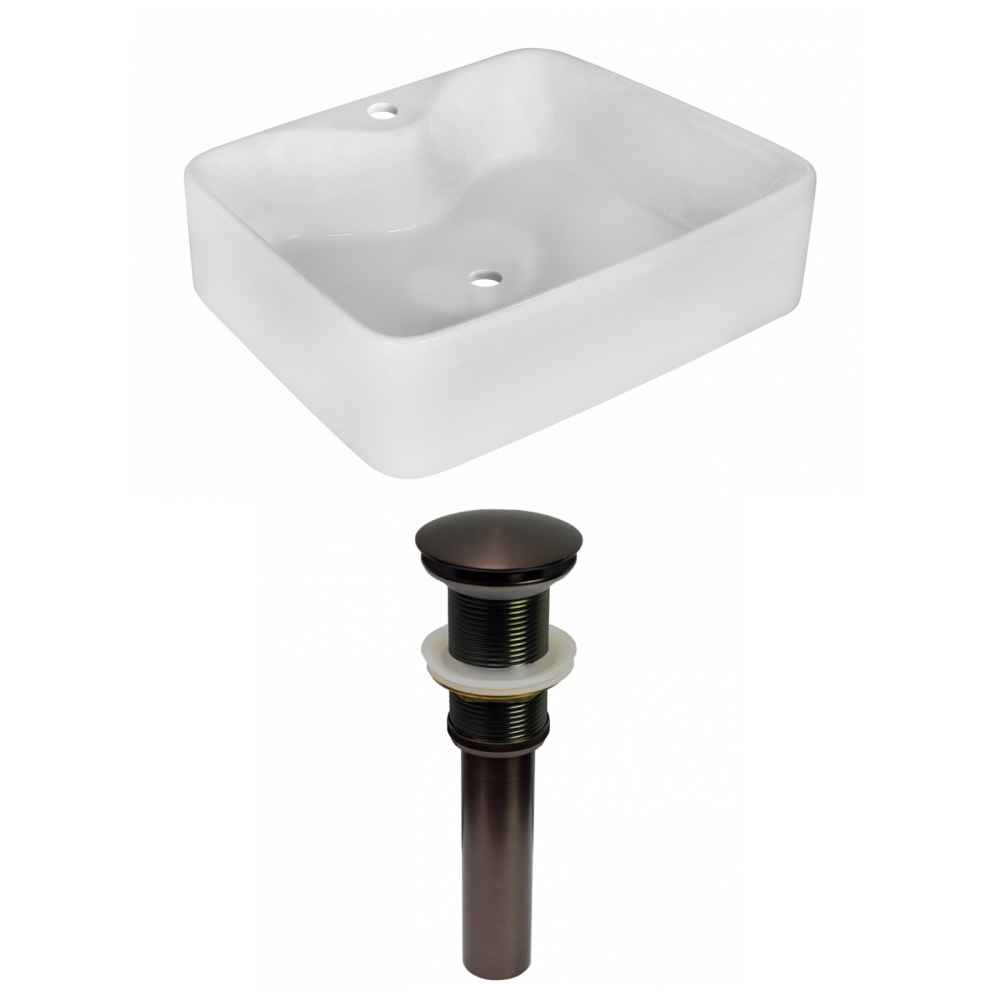 18.75-in. x 14.75-in. Rectangle Bathroom Vessel Sink Set White Enamel Glaze