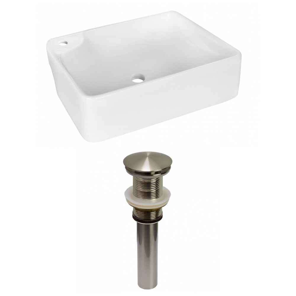 17.25-in. x 13-in. Rectangle Bathroom Vessel Sink Set White Enamel Glaze