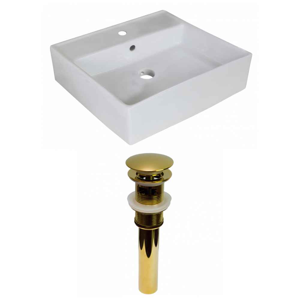 18-in. x 18-in. Square Bathroom Vessel Sink Set White Enamel Glaze