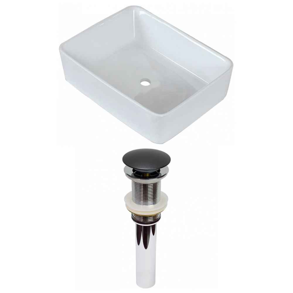 18.75-in. x 14.75-in. Rectangle Bathroom Vessel Sink Set White Enamel Glaze