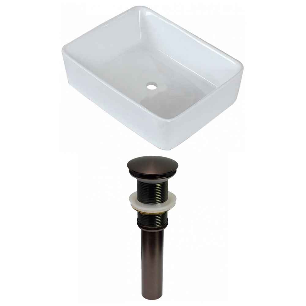 18.75-in. x 14.75-in. Rectangle Bathroom Vessel Sink Set White Enamel Glaze