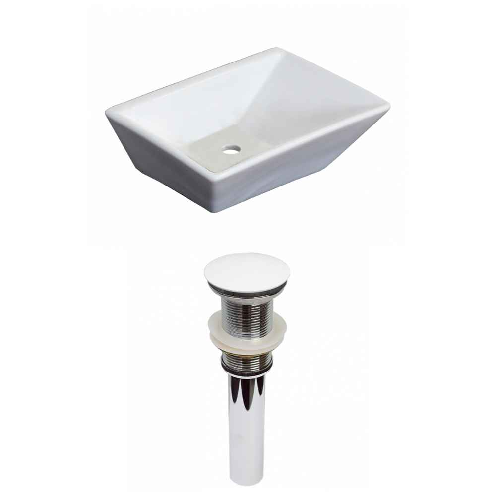 12-in. x 9-in. Rectangle Bathroom Vessel Sink Set White Enamel Glaze