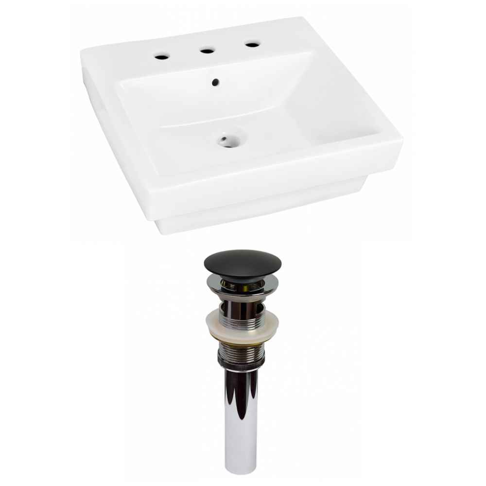 20.5-in. x 18.5-in. Rectangle Bathroom Vessel Sink Set White Enamel Glaze