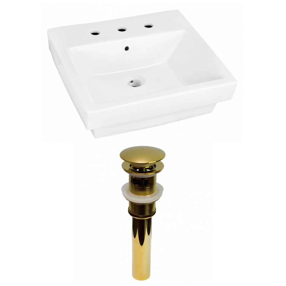 20.5-in. x 18.5-in. Rectangle Bathroom Vessel Sink Set White Enamel Glaze