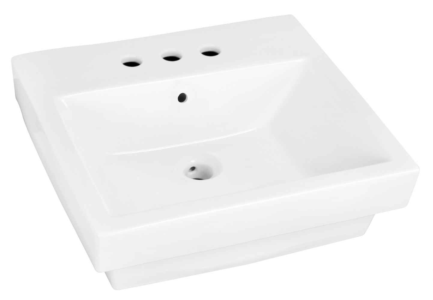 20.5-in. x 18.5-in. Rectangle Bathroom Vessel Sink Set White Enamel Glaze