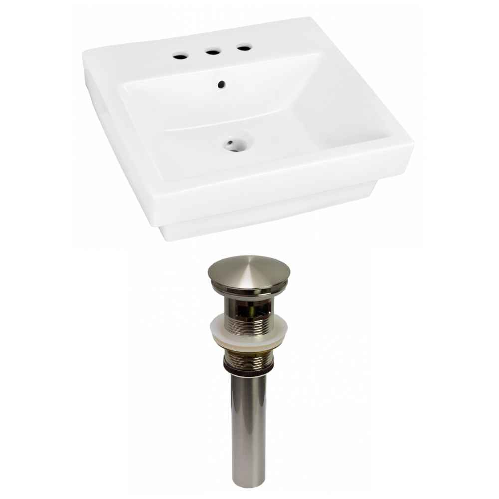 20.5-in. x 18.5-in. Rectangle Bathroom Vessel Sink Set White Enamel Glaze