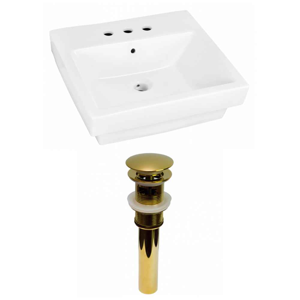 20.5-in. x 18.5-in. Rectangle Bathroom Vessel Sink Set White Enamel Glaze