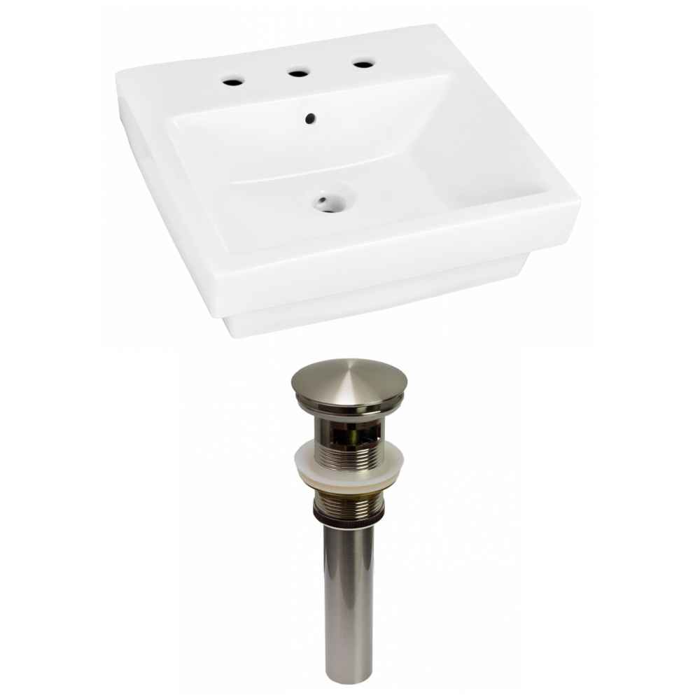 20.5-in. x 18.5-in. Rectangle Bathroom Vessel Sink Set White Enamel Glaze