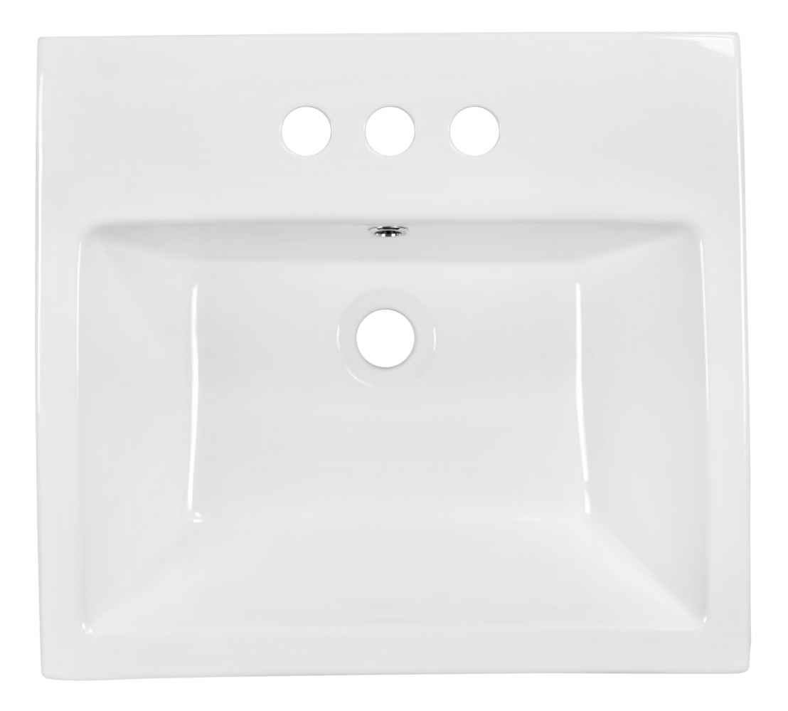 20.5-in. x 18.5-in. Rectangle Bathroom Vessel Sink Set White Enamel Glaze