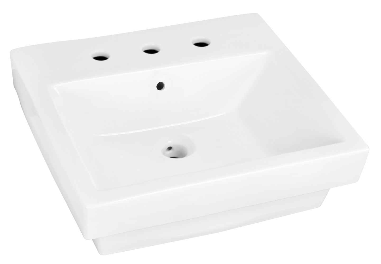 19-in. x 17.5-in. Rectangle Bathroom Vessel Sink Set White Enamel Glaze