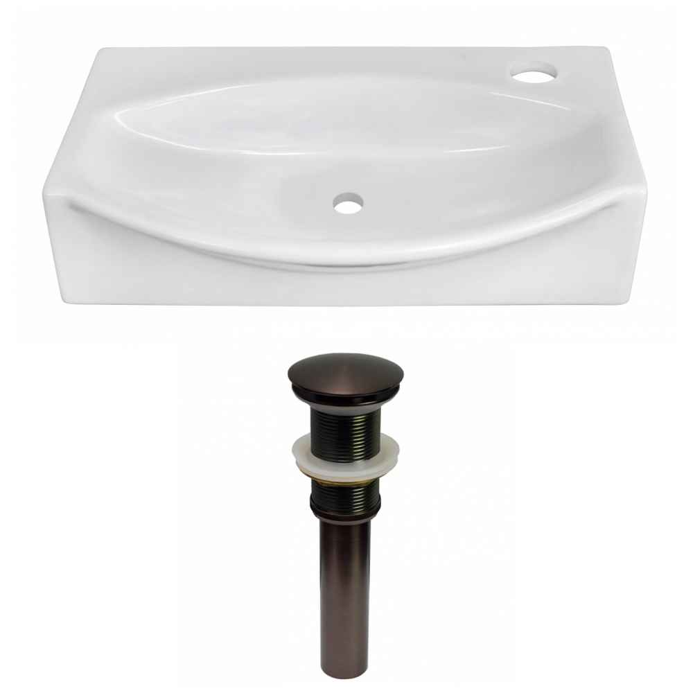 16.5-in. x 12-in. Unique Bathroom Vessel Sink Set White Enamel Glaze