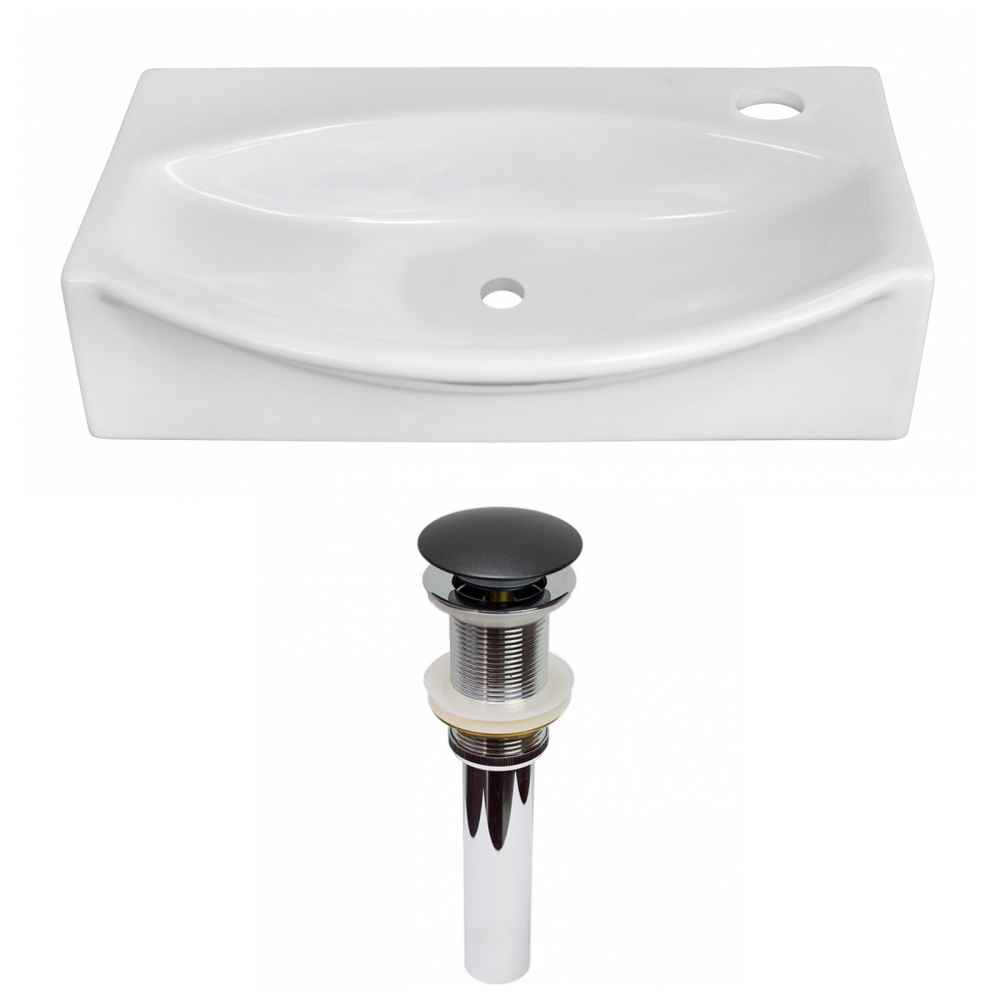 16.5-in. x 12-in. Unique Bathroom Vessel Sink Set White Enamel Glaze