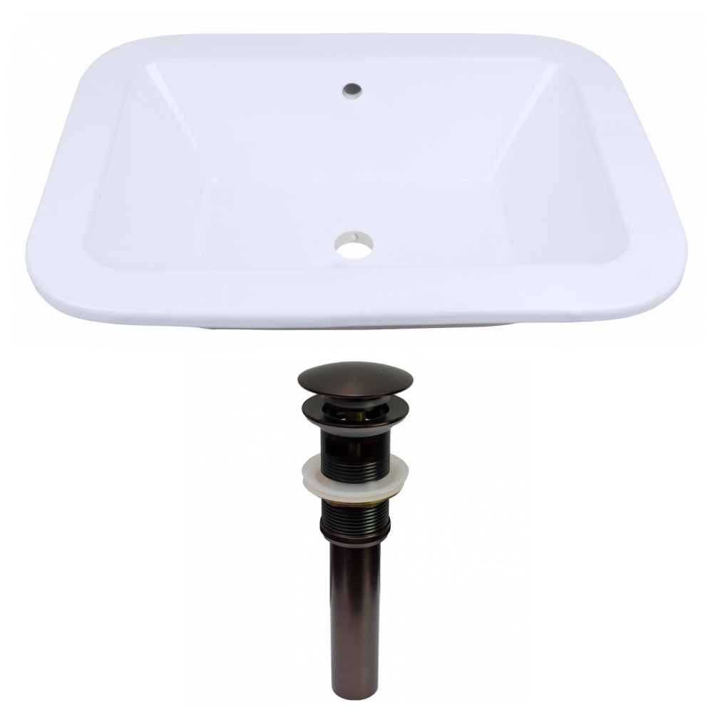 21.75-in. x 16-in. Rectangle Bathroom Vessel Sink Set White Enamel Glaze