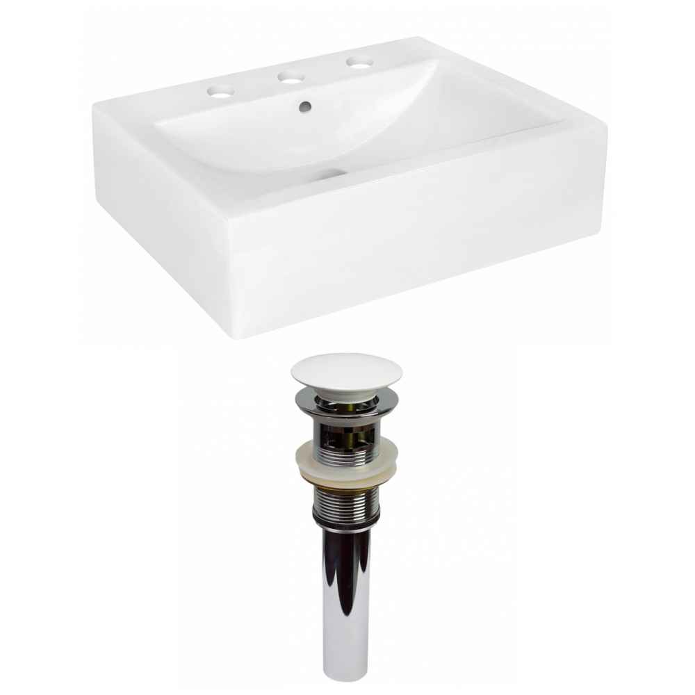 20.25-in. x 16.25-in. Rectangle Bathroom Vessel Sink Set White Enamel Glaze