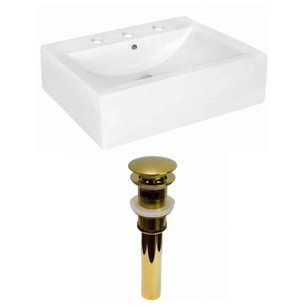 20.25-in. x 16.25-in. Rectangle Bathroom Vessel Sink Set White Enamel Glaze