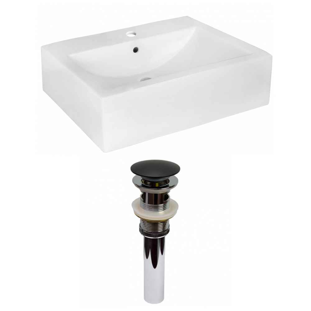 20.25-in. x 16.25-in. Rectangle Bathroom Vessel Sink Set White Enamel Glaze