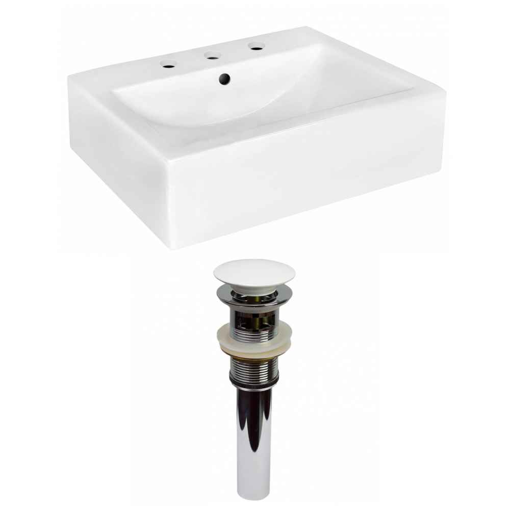 20.25-in. x 16.25-in. Rectangle Bathroom Vessel Sink Set White Enamel Glaze