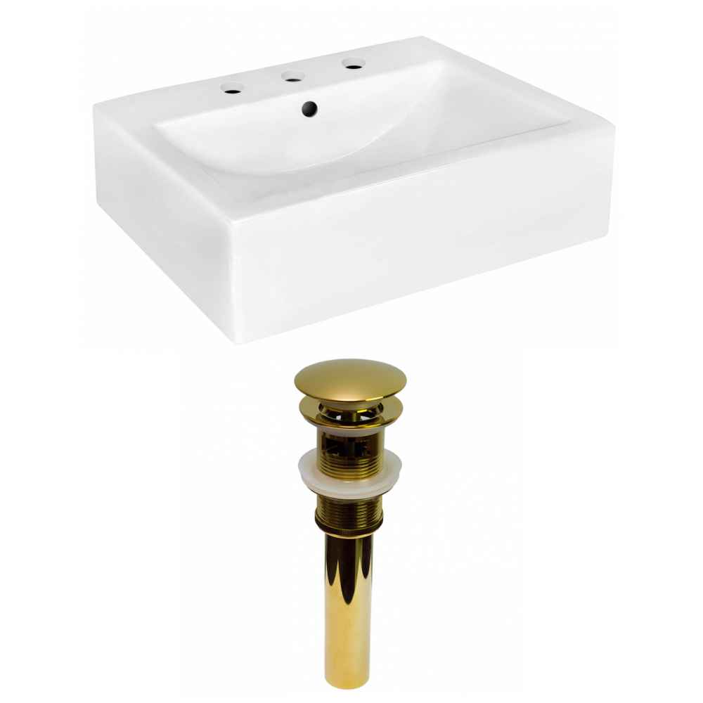 20.25-in. x 16.25-in. Rectangle Bathroom Vessel Sink Set White Enamel Glaze
