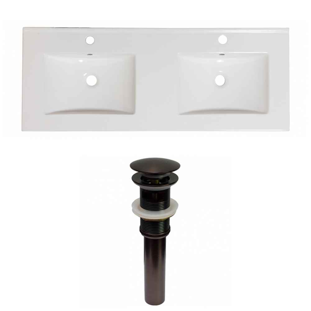 48-in. W 1 Hole Ceramic Top Set In White Color - Overflow Drain Incl.