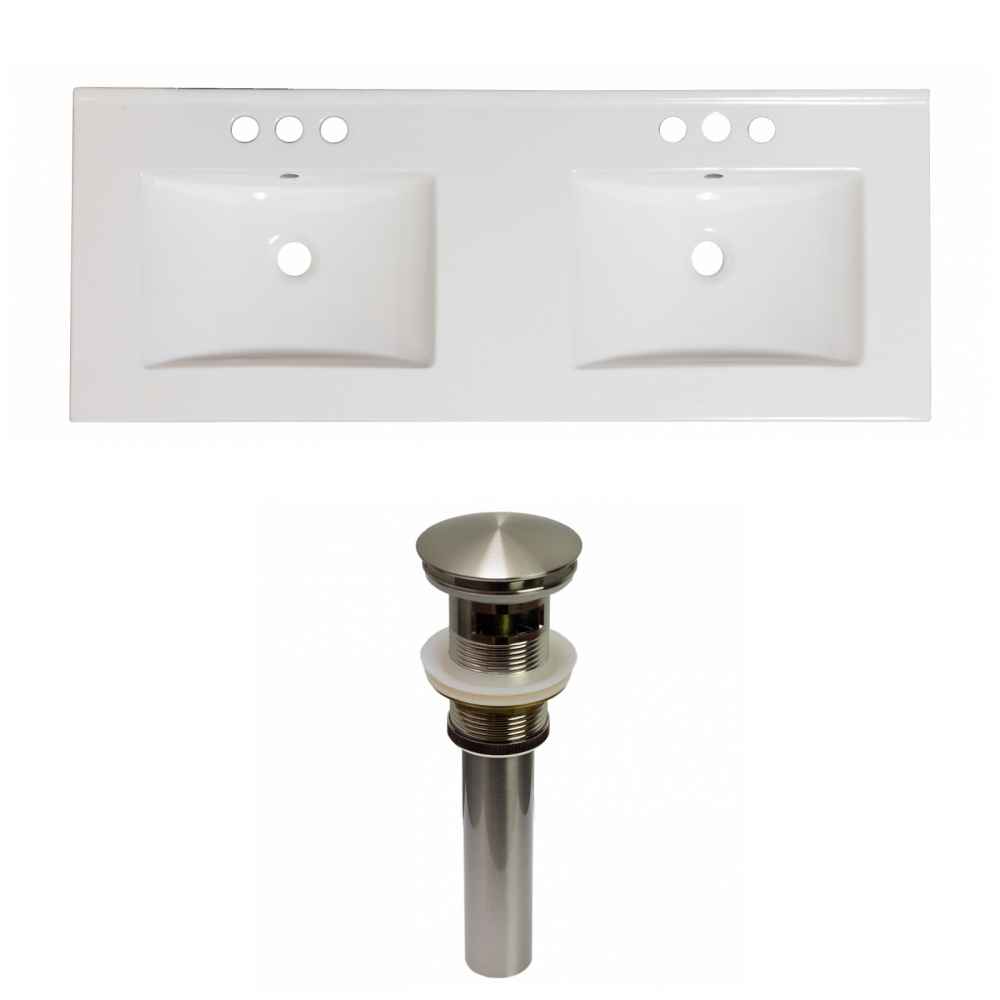 59-in. W 3H4-in. Ceramic Top Set In White Color - Overflow Drain Incl.