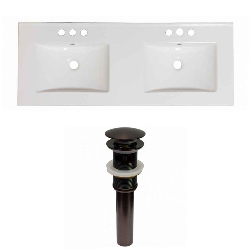 59-in. W 3H4-in. Ceramic Top Set In White Color - Overflow Drain Incl.