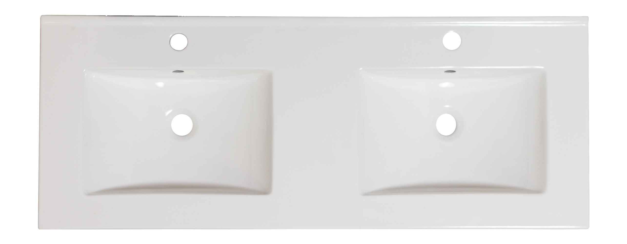 48-in. W 1 Hole Ceramic Top Set In White Color - Overflow Drain Incl.