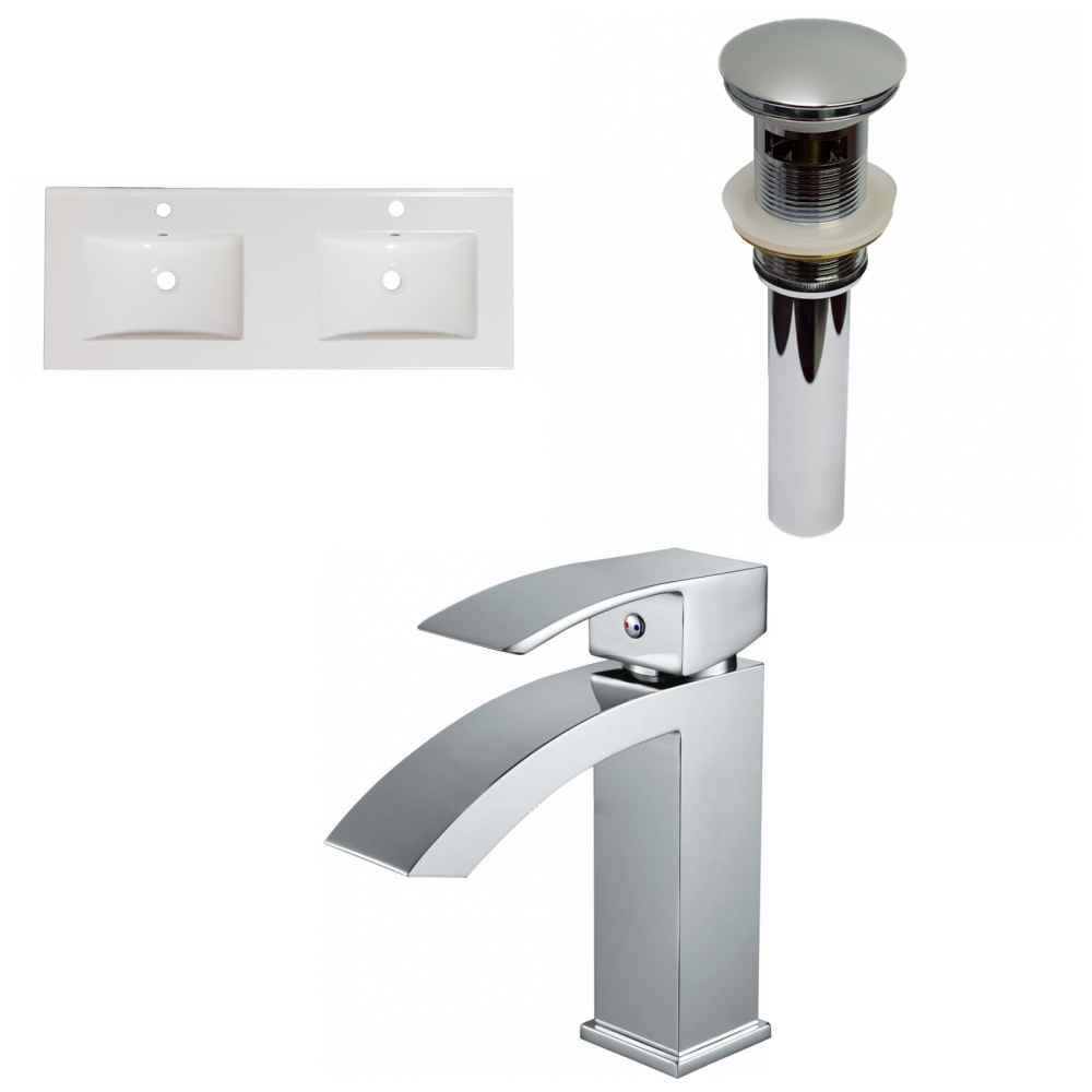 48-in. W 1 Hole Ceramic Top Set In White Color - Overflow Drain Incl.