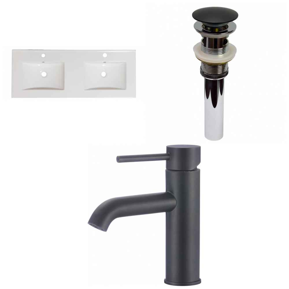 59-in. W 1 Hole Ceramic Top Set In White Color - Overflow Drain Incl.