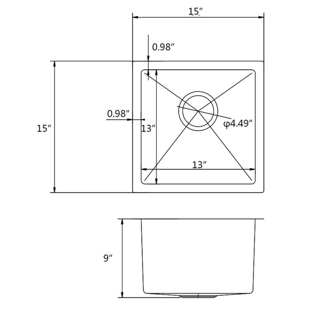 15-in. W CUPC Approved Brushed Nickel Laundry Sink With 1 Bowl And 18 Gauge