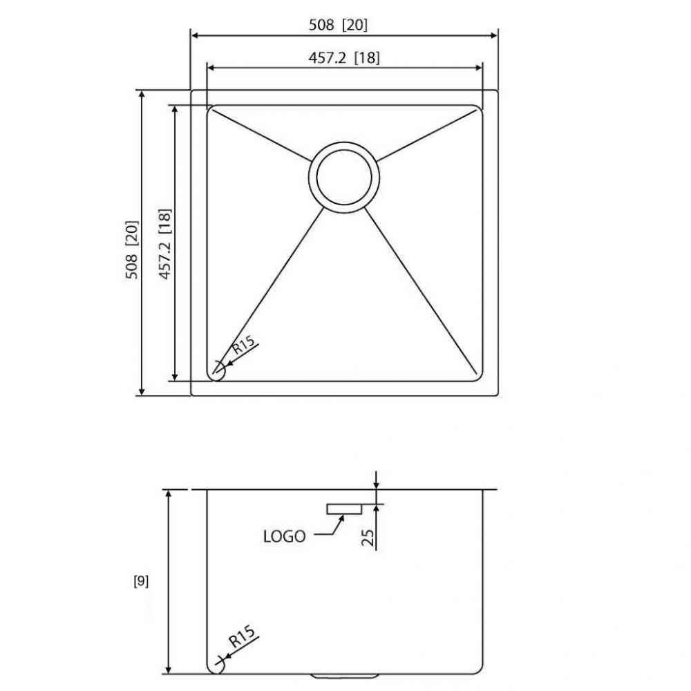 20-in. W Undermount Brushed Nickel Kitchen Sink Set For Wall Mount Drilling - Strainer Included