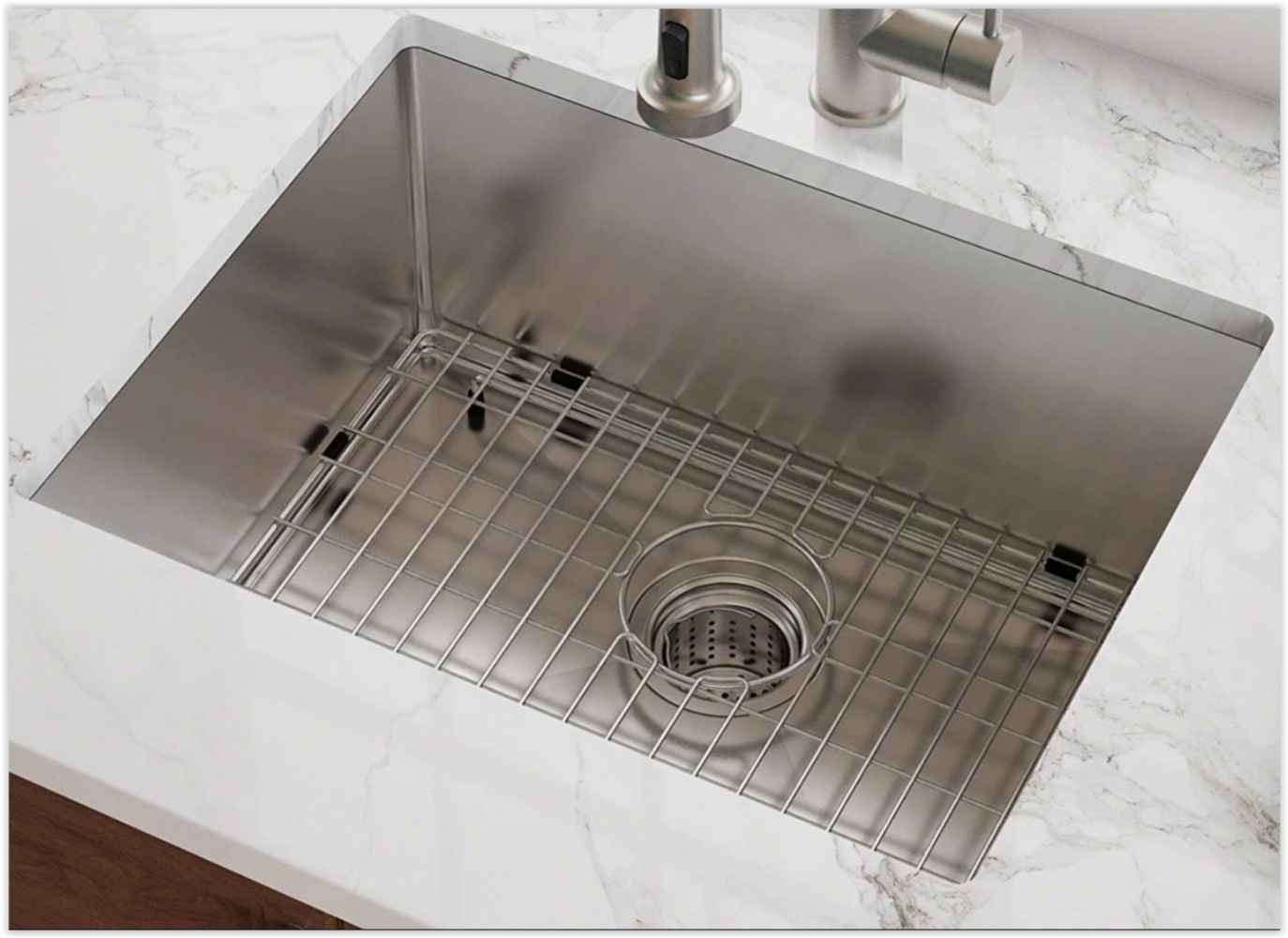 15-in. W Undermount Brushed Nickel Laundry Sink Set For Deck Mount Drilling - Strainer Included