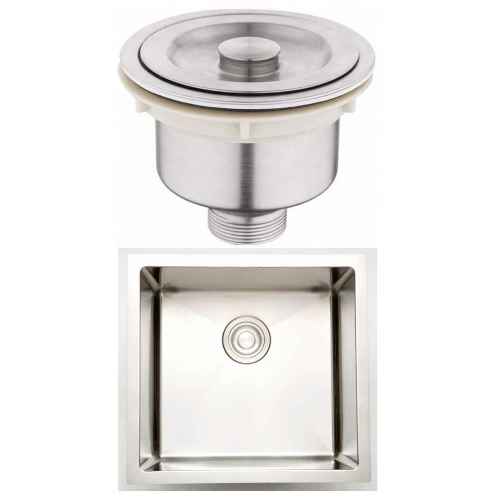 15-in. W Undermount Brushed Nickel Laundry Sink Set For Wall Mount Drilling - Strainer Included