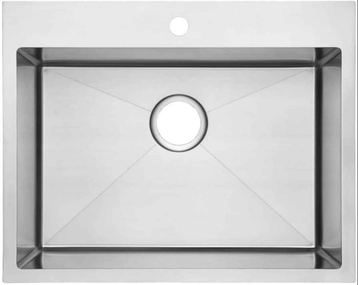 20-in. W Above Counter Brushed Nickel Laundry Sink Set For 1 Hole Center Faucet - Strainer Included