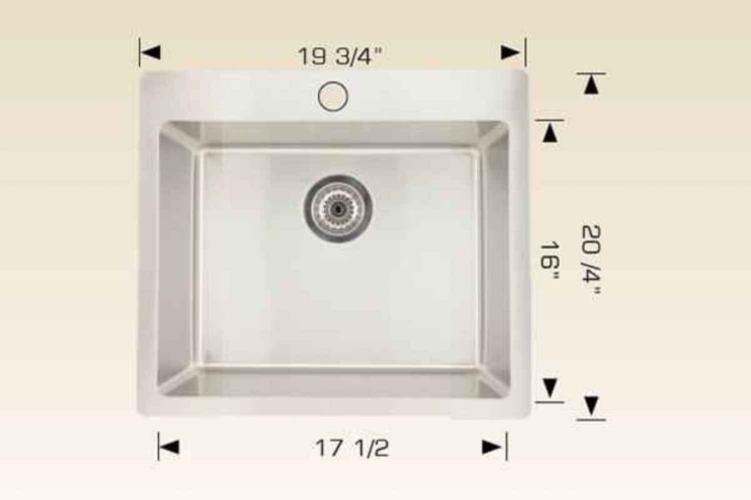 20-in. W Above Counter Brushed Nickel Laundry Sink Set For 1 Hole Center Faucet - Strainer Included
