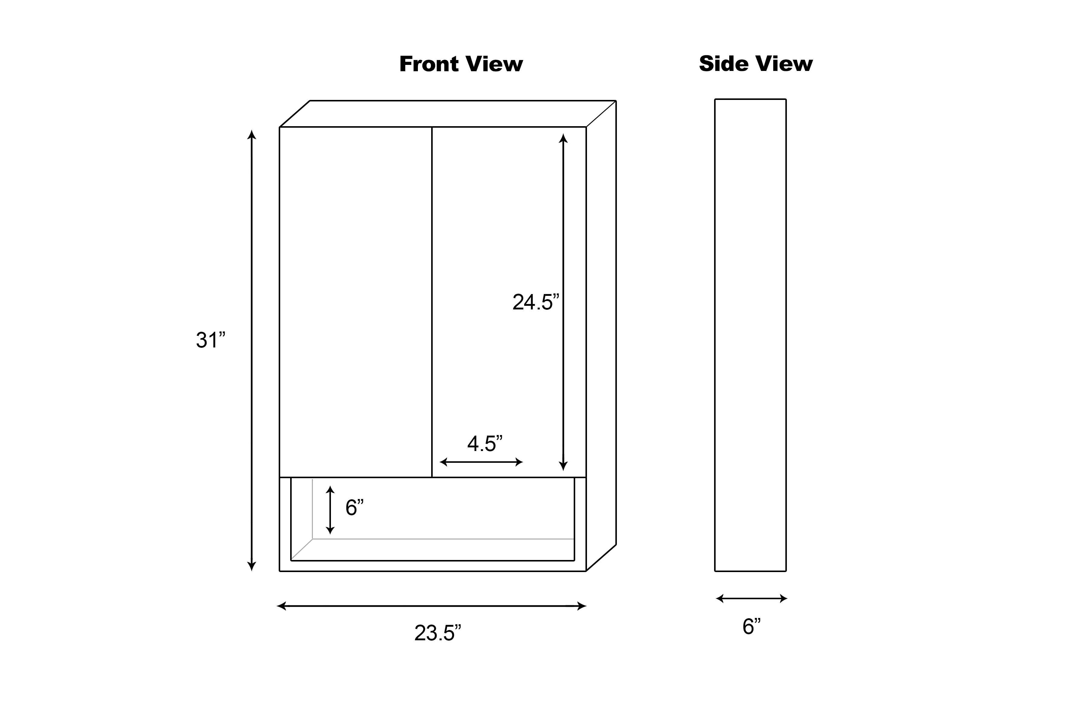 23.5-in. W 31-in. H Modern Plywood-Veneer Medicine Cabinet In White