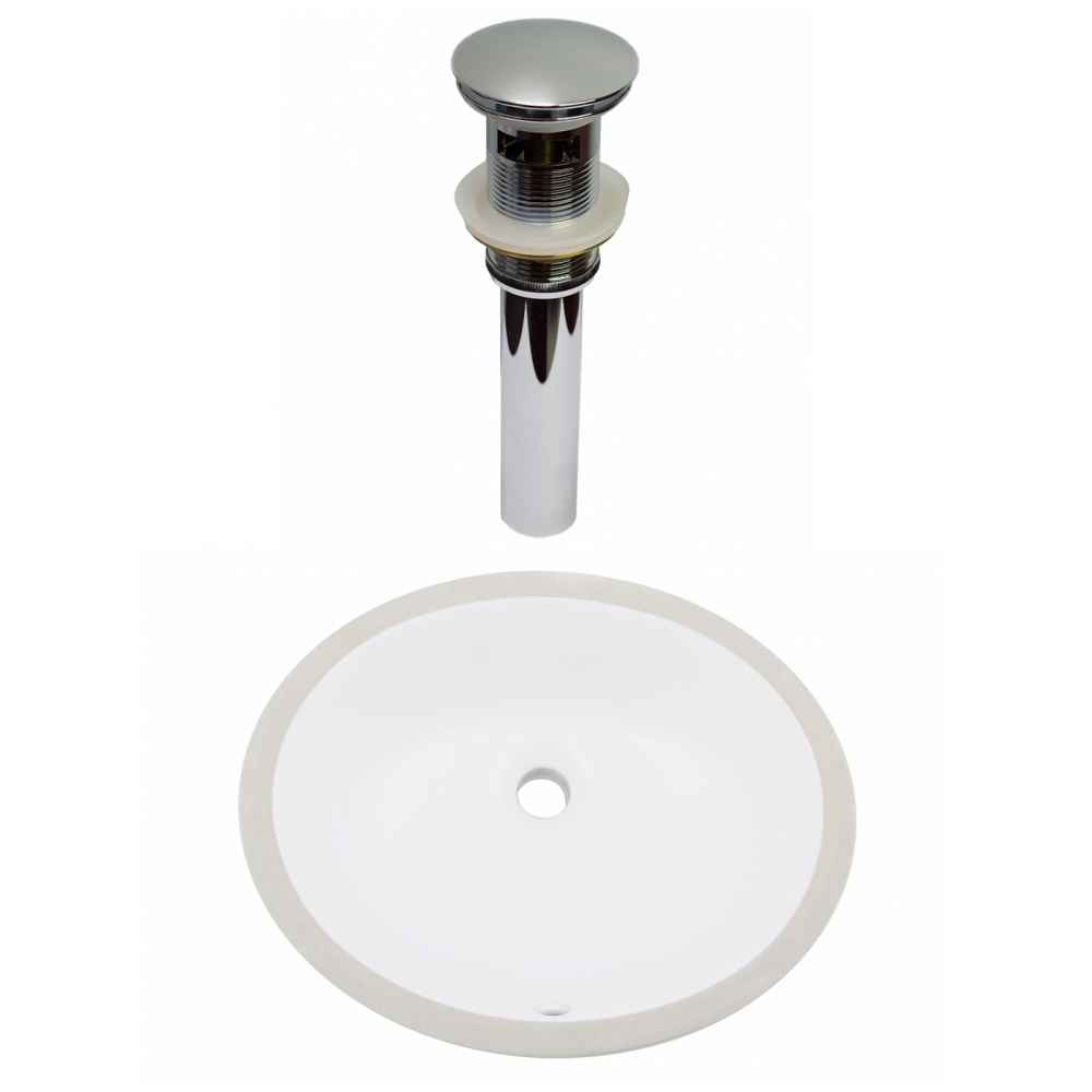 16.5-in. W CUPC Oval Bathroom Undermount Sink Set In White - Chrome Hardware - Overflow Drain Incl.