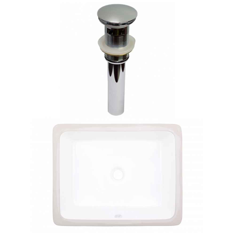 19.5-in. W CUPC Rectangle Bathroom Undermount Sink Set In White - Chrome Hardware - Overflow Drain Incl.