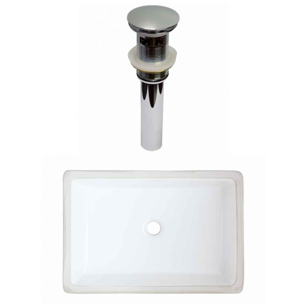 21.5-in. W CUPC Rectangle Bathroom Undermount Sink Set In White - Chrome Hardware - Overflow Drain Incl.