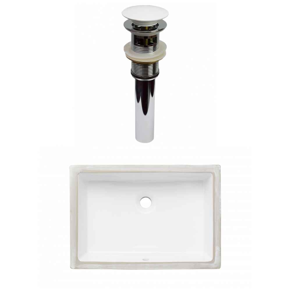 20.75-in. W CUPC Rectangle Bathroom Undermount Sink Set In White - White Hardware - Overflow Drain Incl.