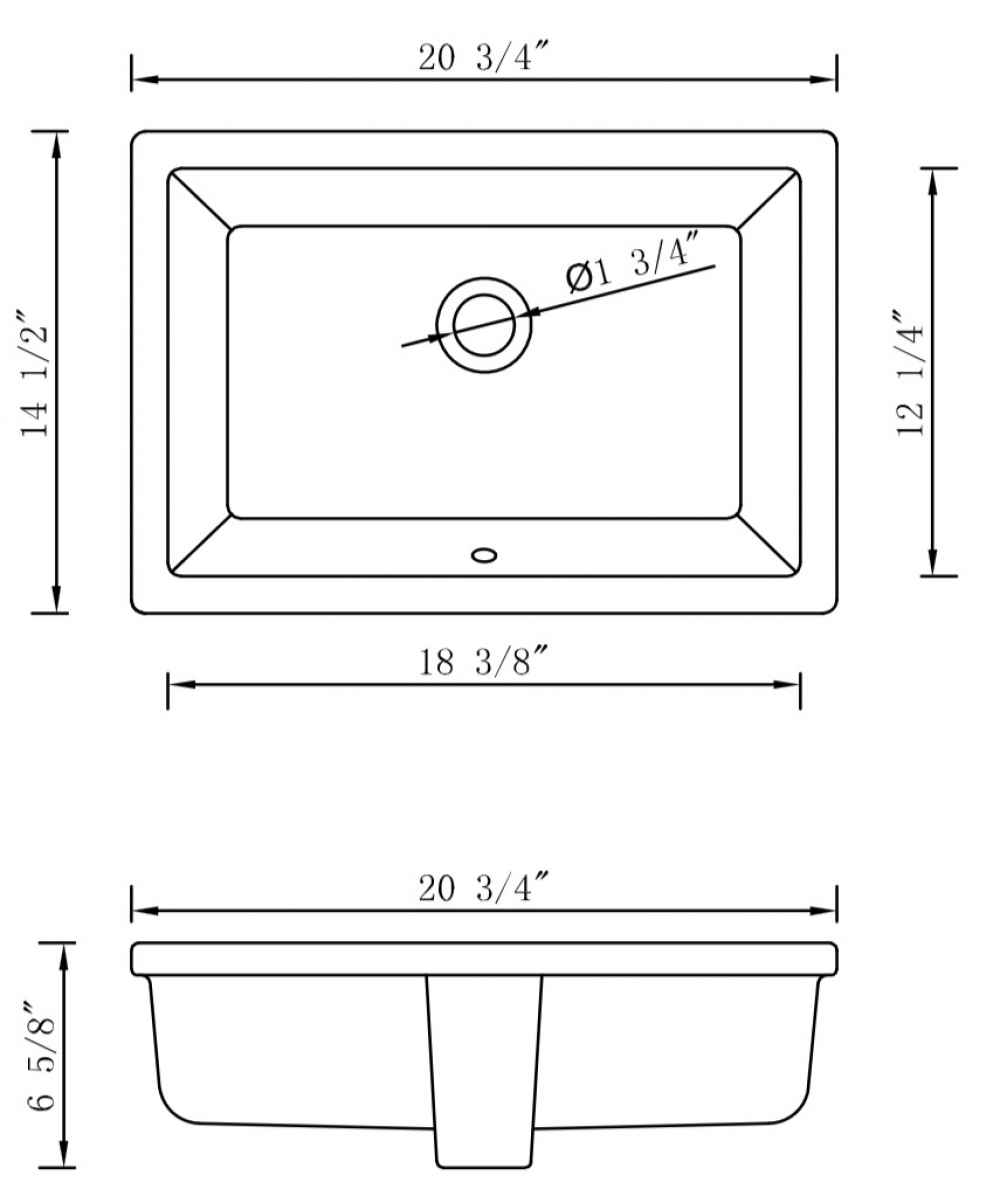 20.75-in. W CUPC Rectangle Bathroom Undermount Sink Set In White - Gold Hardware - Overflow Drain Incl.