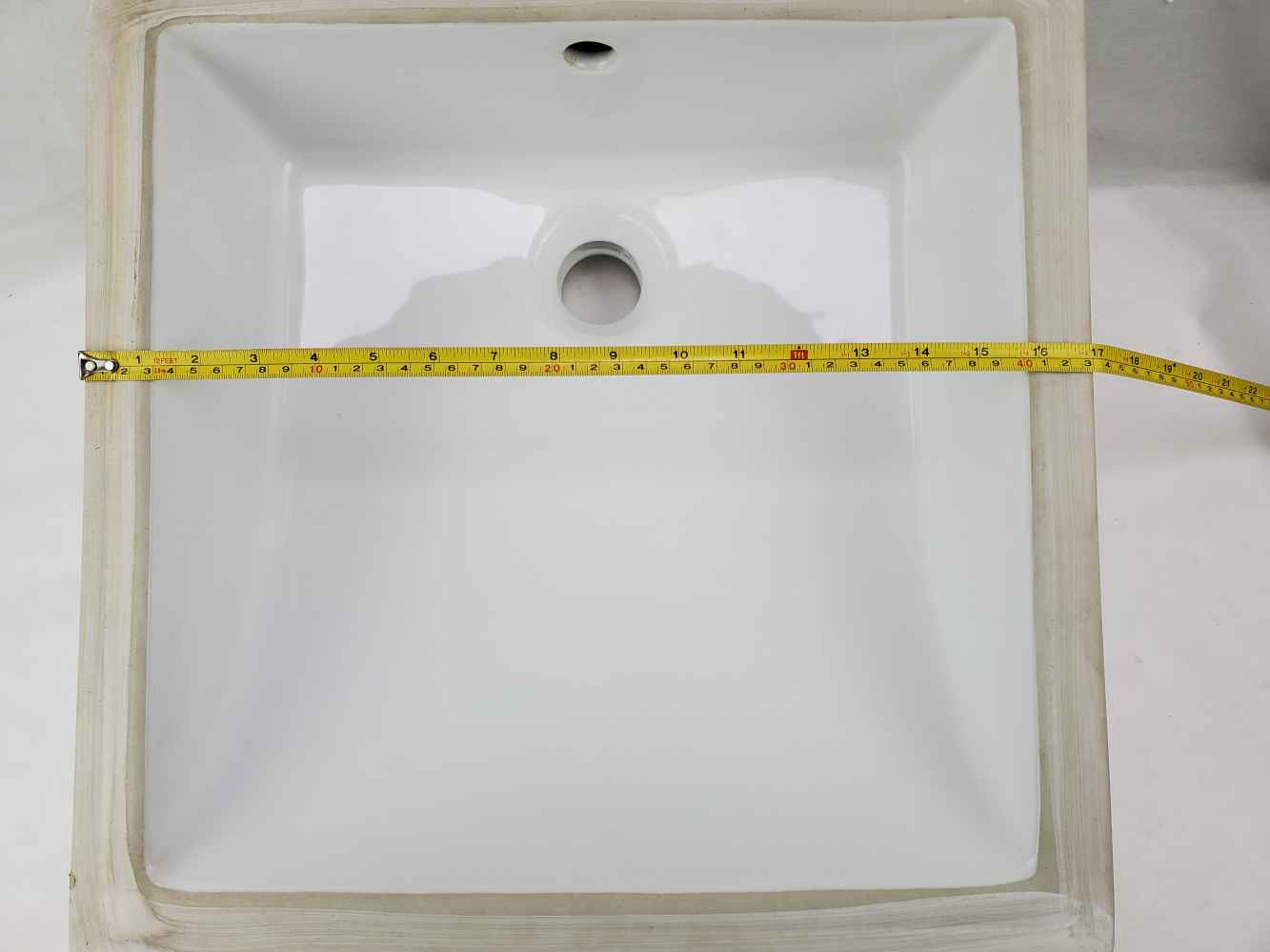17-in. W CUPC Square Bathroom Undermount Sink Set In White - White Hardware - Overflow Drain Incl.