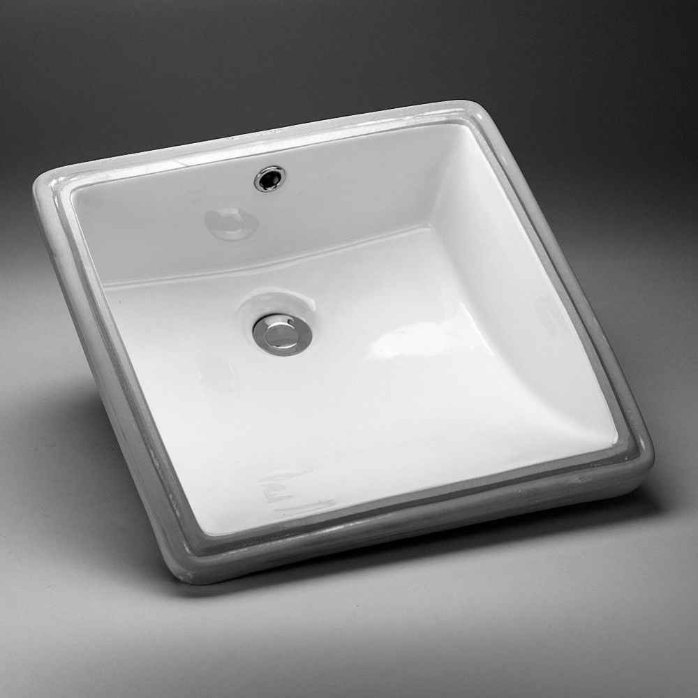 17-in. W CUPC Square Bathroom Undermount Sink Set In White - Brushed Nickel Hardware - Overflow Drain Incl.