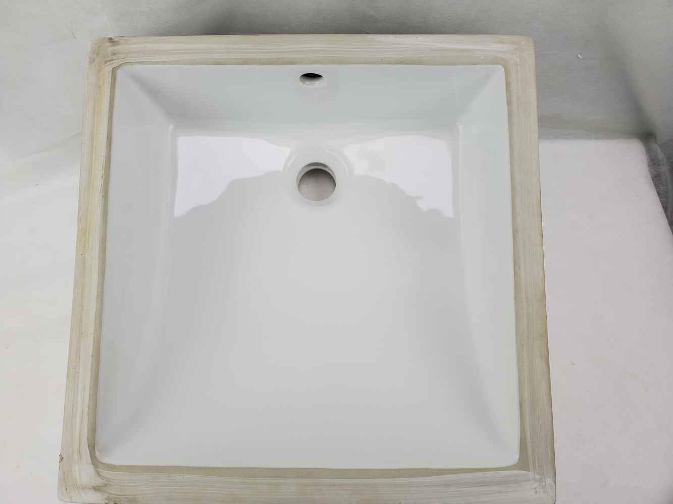17-in. W CUPC Square Bathroom Undermount Sink Set In White - Gold Hardware - Overflow Drain Incl.