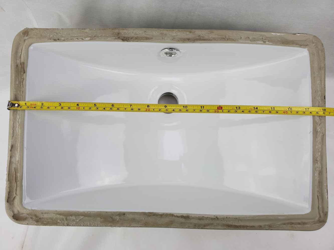 18-in. W CUPC Rectangle Bathroom Undermount Sink Set In White - Gold Hardware - Overflow Drain Incl.