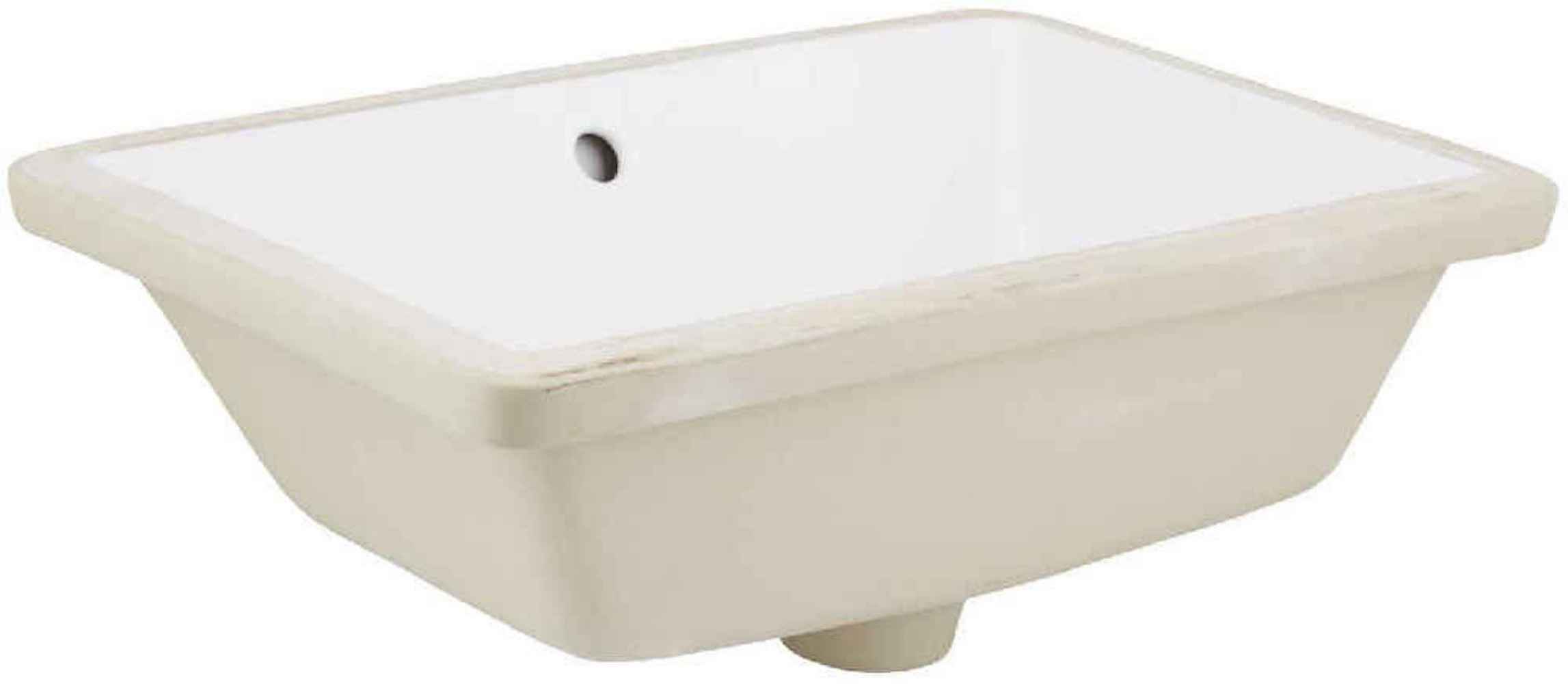 18-in. W CUPC Rectangle Bathroom Undermount Sink Set In White - White Hardware - Overflow Drain Incl.