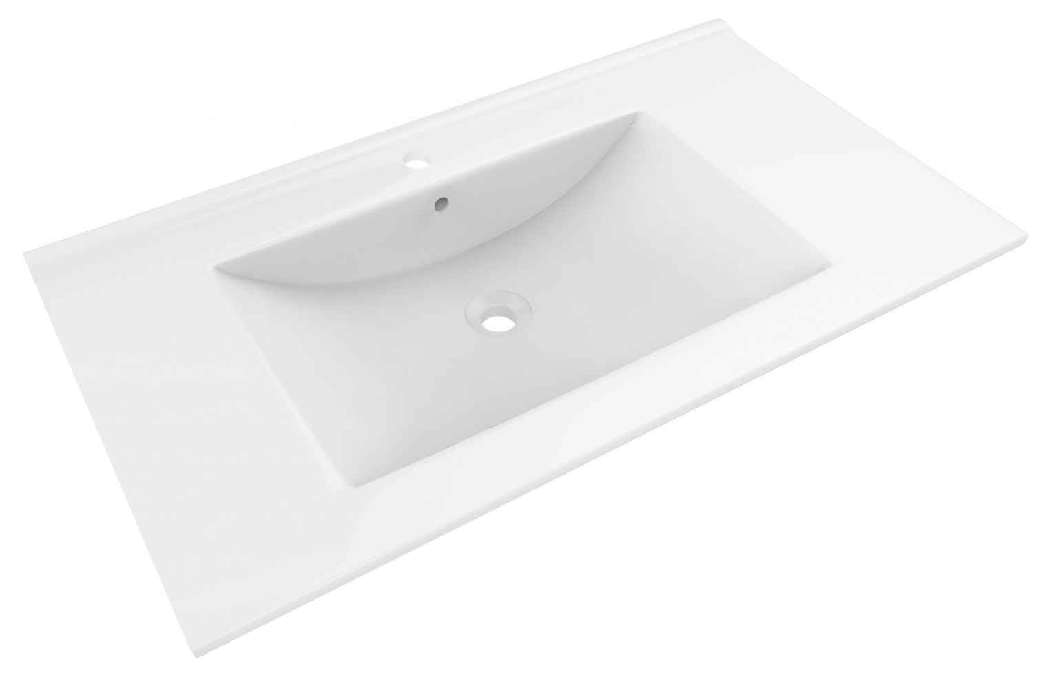 35.5-in. W 1 Hole Ceramic Top Set In White Color - Drain Incl.