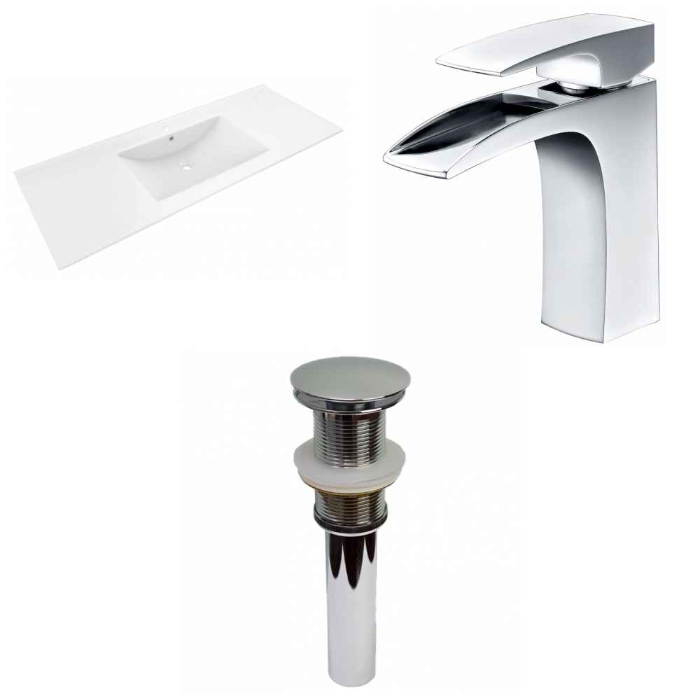 48-in. W 1 Hole Ceramic Top Set In White Color - Drain Incl.