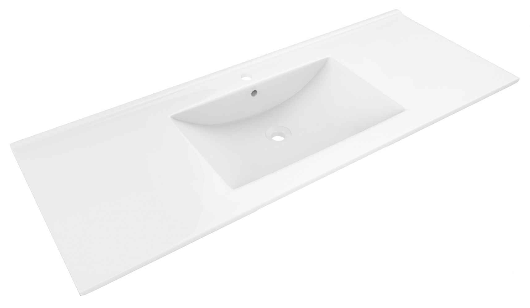 48-in. W 1 Hole Ceramic Top Set In White Color - Drain Incl.